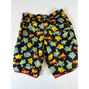 Pokemon Nintendo Boys Small Swim Trunks Pikachu Squirtle Bulbasaur Black Shorts